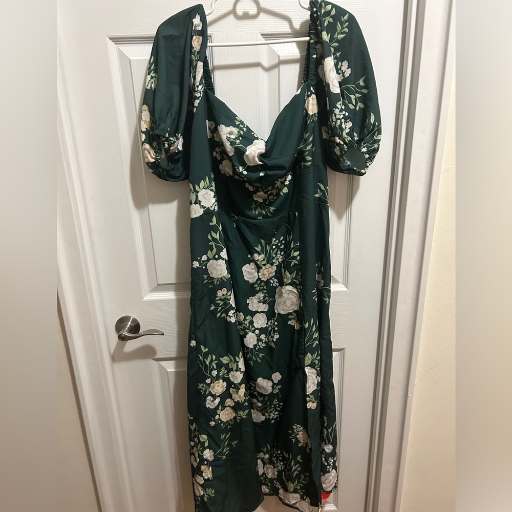 Green Floral Wedding Guest Dress